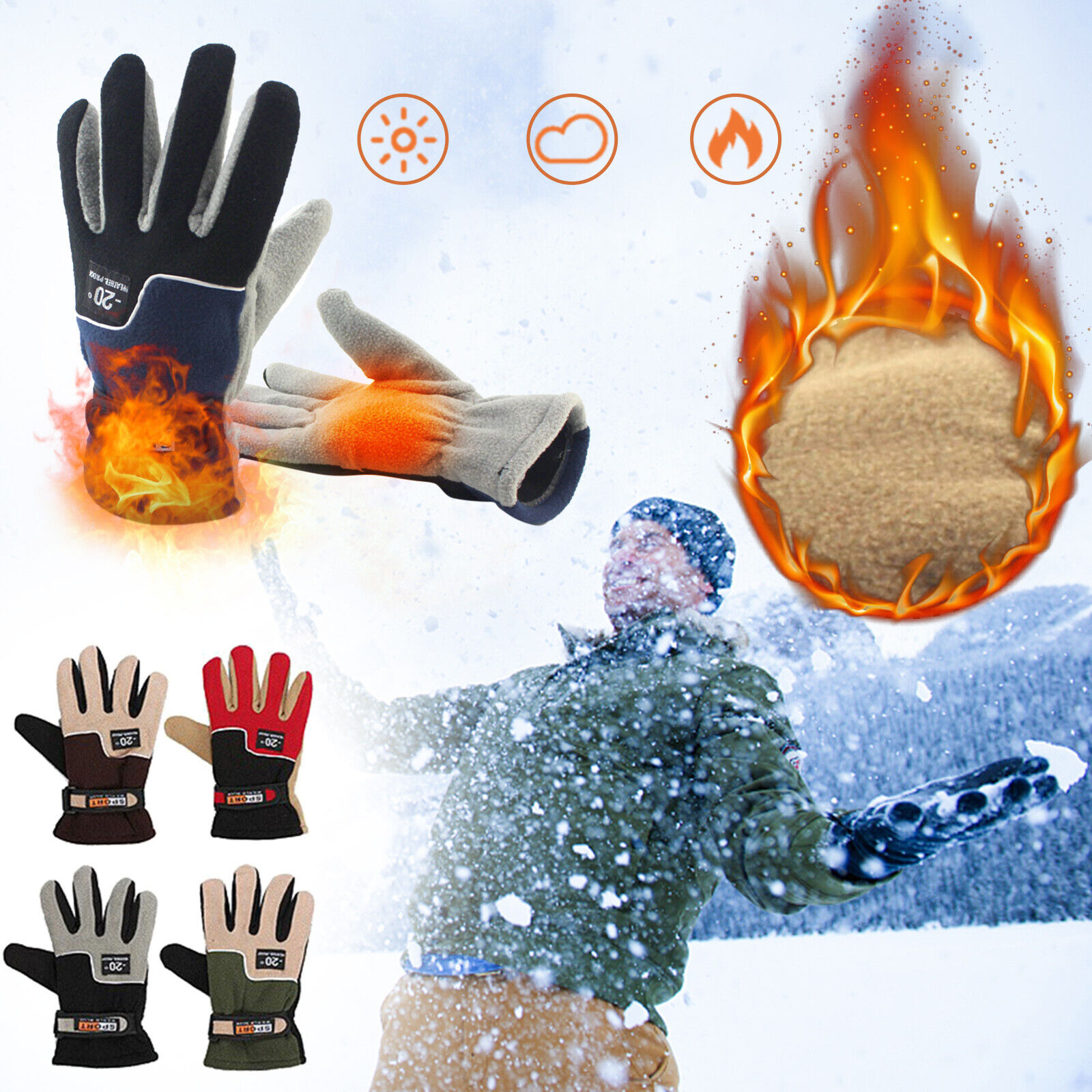 Adult Women Men's Warm Gloves, Outdoor Ski Riding Seat Belt For Elderly People