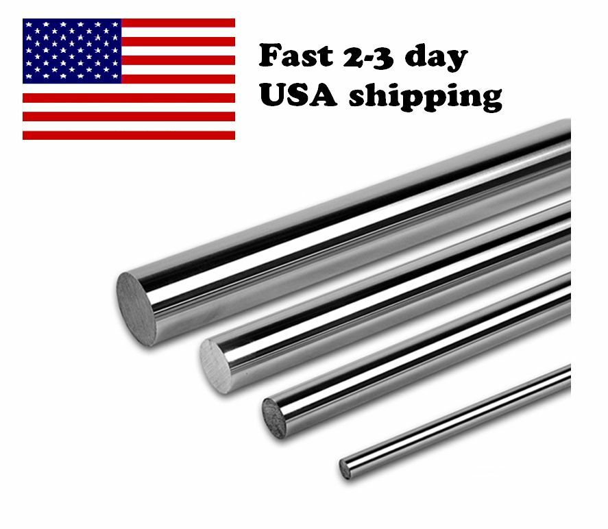 Pdtech 8mm Dia Hardened Steel Linear Bearing Rod Rail, Chrome, Custom Cut, Usa