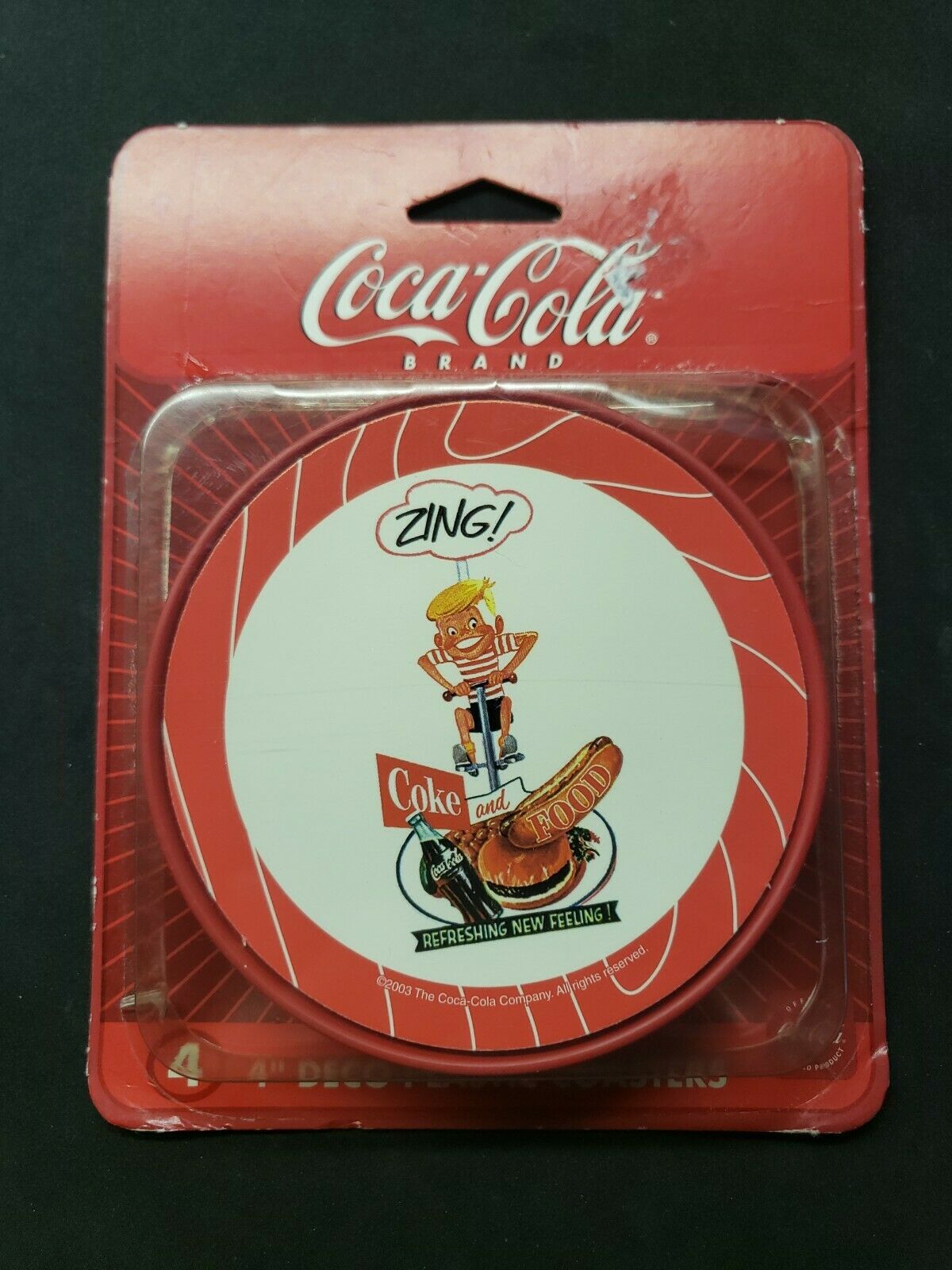 2003 Coca Cola Summertime Memories Plastic Deco Coasters 4 In. Set Of 4 Nos