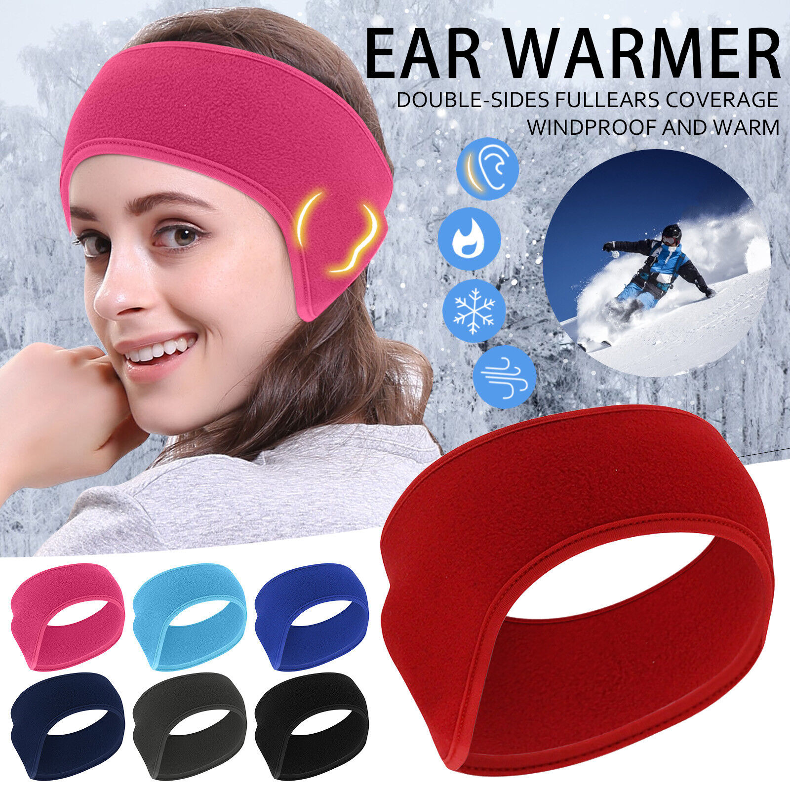 Sports Goggles For Women Fleece Ear Warmers Muff Winter Headband For Men Women
