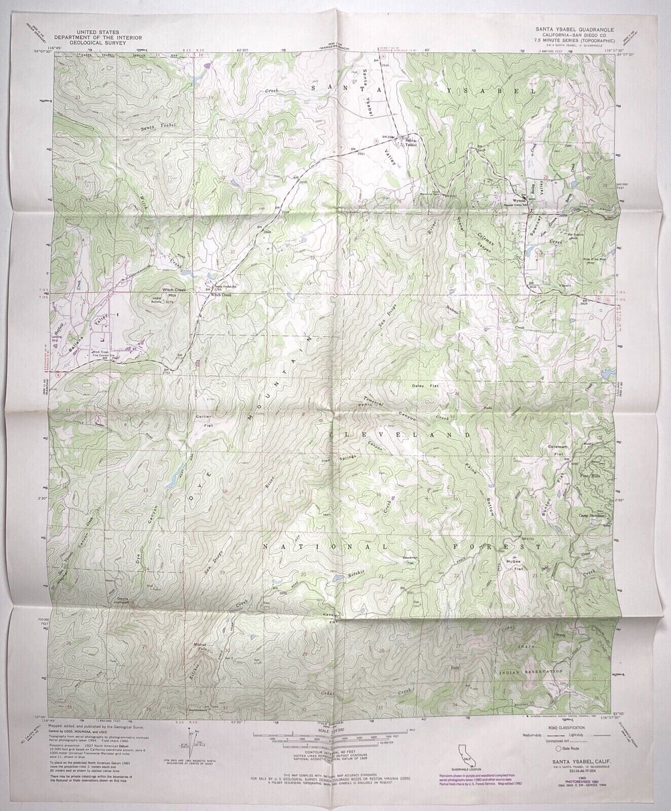 Santa Ysabel Quad - San Diego California • 1960-1982 Geological Topographic Map