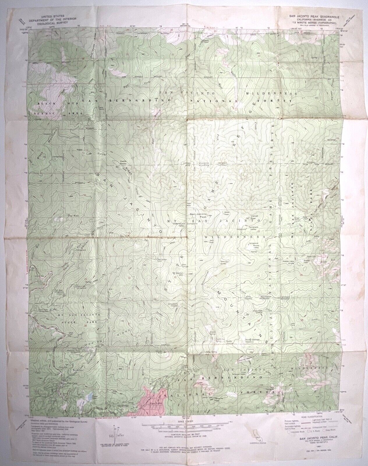 San Jacinto Peak Quas - Riverside California • 1981 Geological Topographic Map