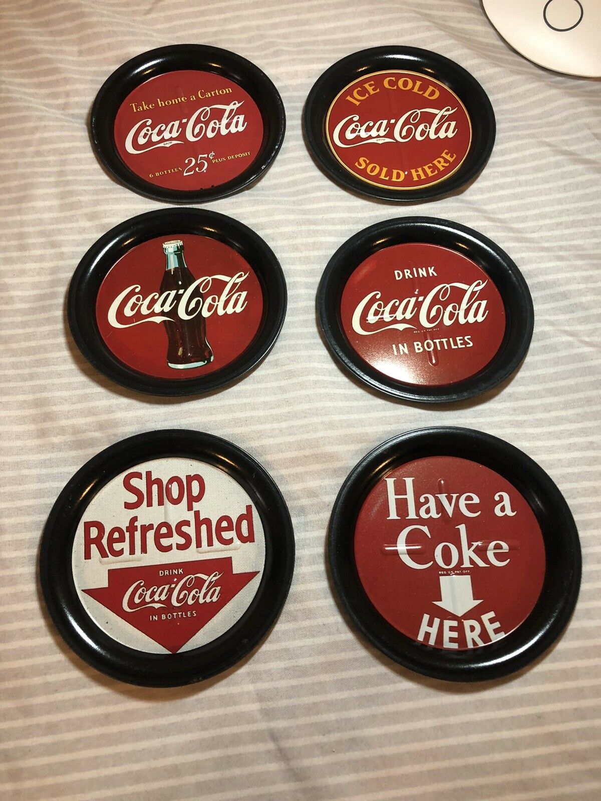 Set Of Six (6) Coca-cola Collectible Metal "coasters"